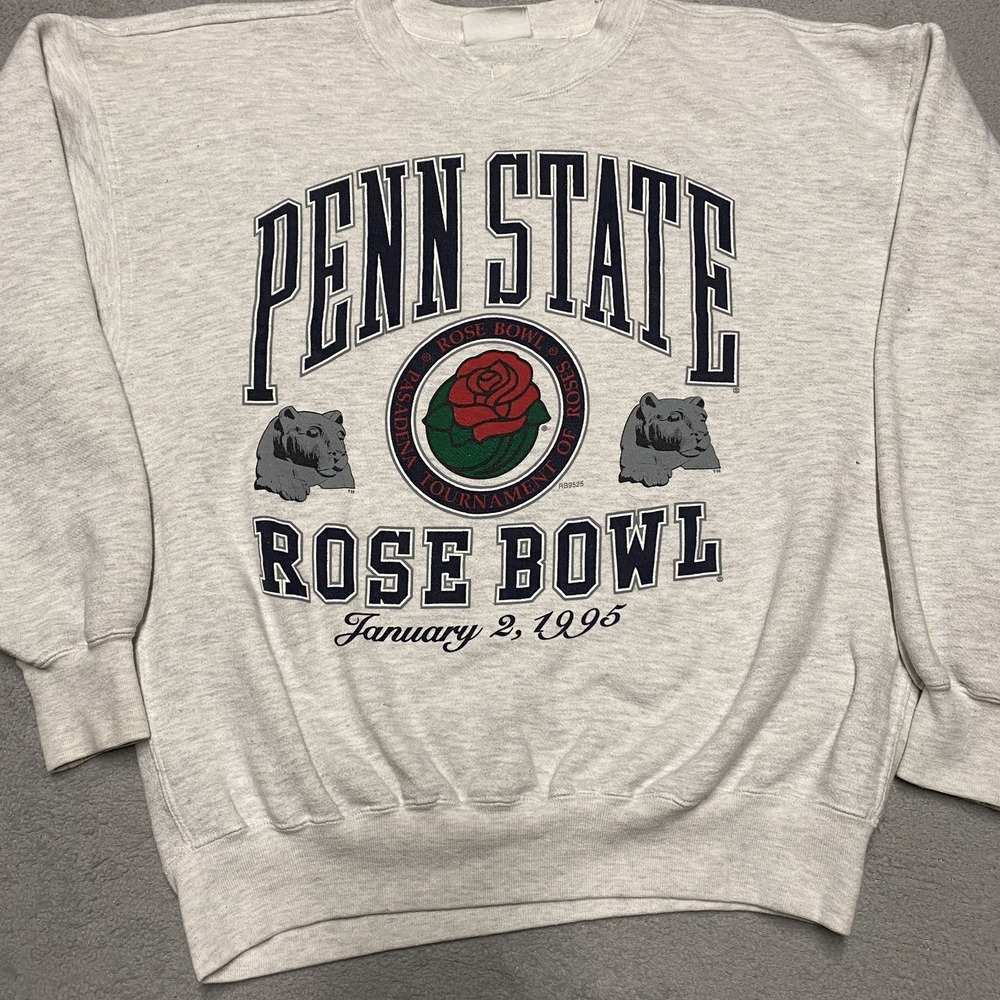Vintage Penn State Crewneck Sweatshirt Mens Large Gray 1995 Rose Bowl Nittany